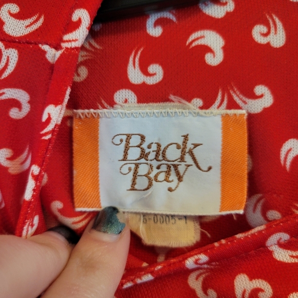 Vintage Back Bay Red White Small Whimsy Pattern Shift Dress - Picture 8 of 9